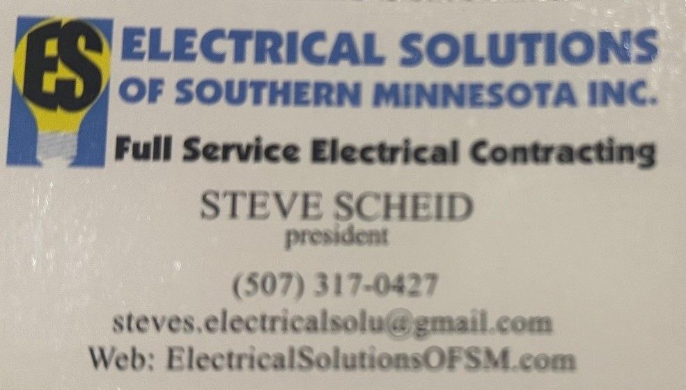 A business card for electrical solutions of southern minnesota inc.