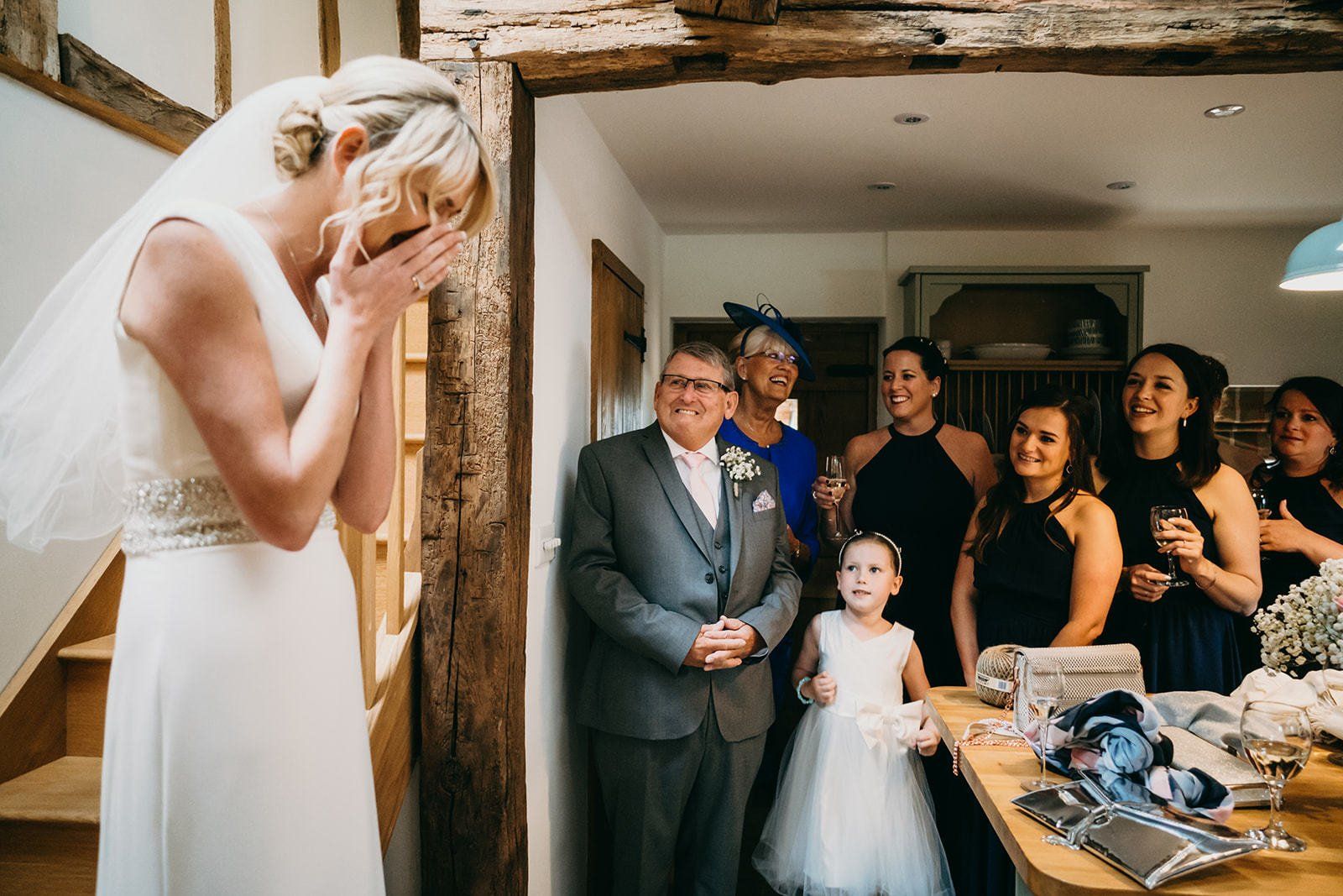 Bride unveiling dress natural wedding photography