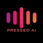 the logo for Presseo AI is a pink and orange logo on a white background.