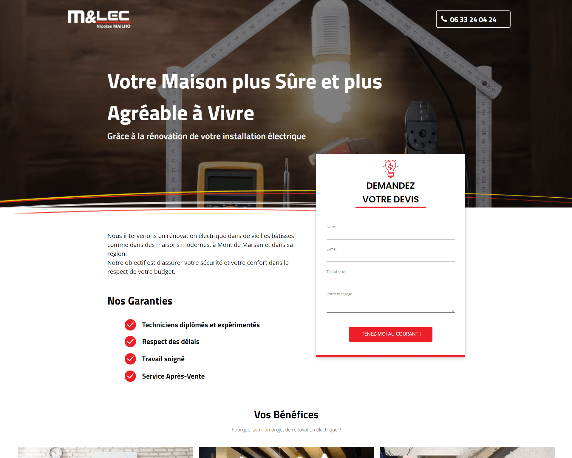 Page d'atterrissage électricien