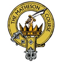 The Matheson Course logo: gold circle with a sword-wielding hand above a crown; text around the edge.