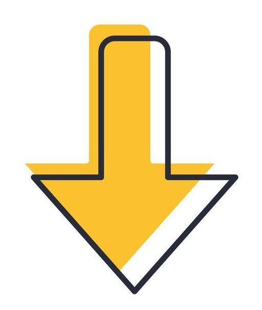 Yellow downward arrow with black outline.