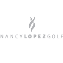Logo for Nancy Lopez Golf; gray flame icon above 