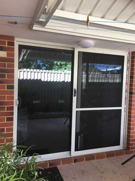 sliding glass window, tinted