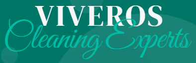 A logo for viveros cleaning experts on a green background