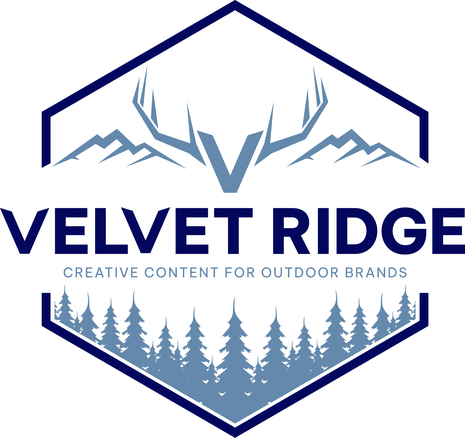 The logo for velvet ridge creative content for outdoor brands.