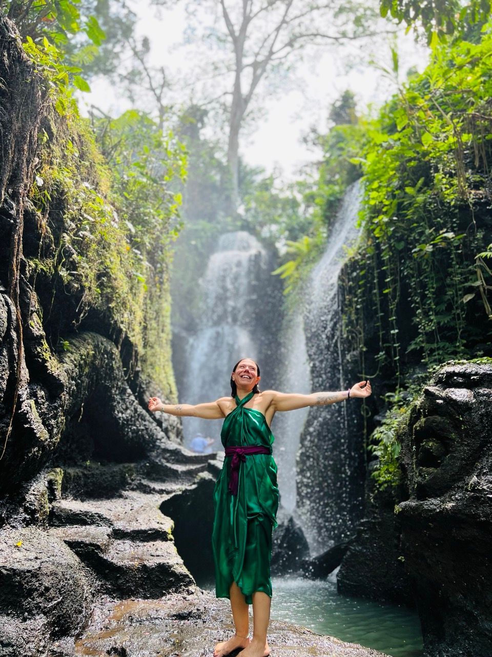 Lia Young at a beautiful waterfall in Bali