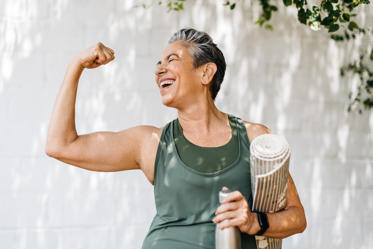 Mature woman happy about being fit