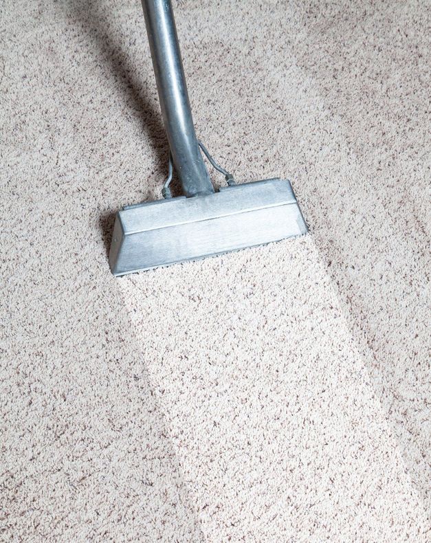 A vacuum cleaner is being used to clean a carpet.