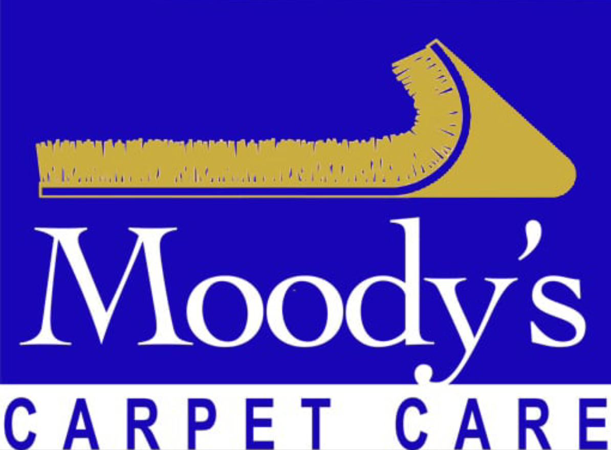 A logo for Moody's Carpet Care with a brush on it