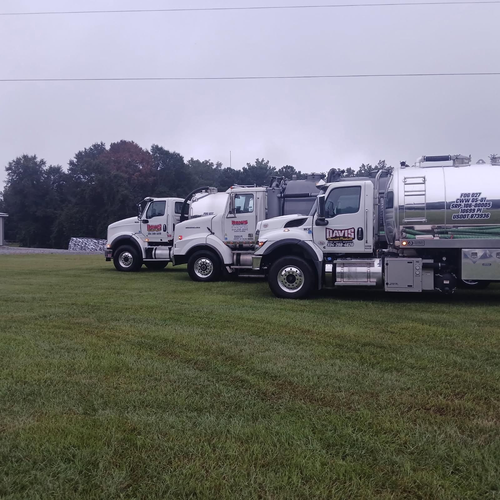 Septic maintenance trucks waiting to be dispatched in Columbus, Ga