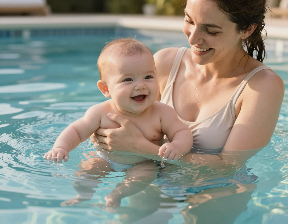 Parent and baby bonding in water