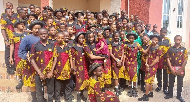 Group of students at school in traditional dress