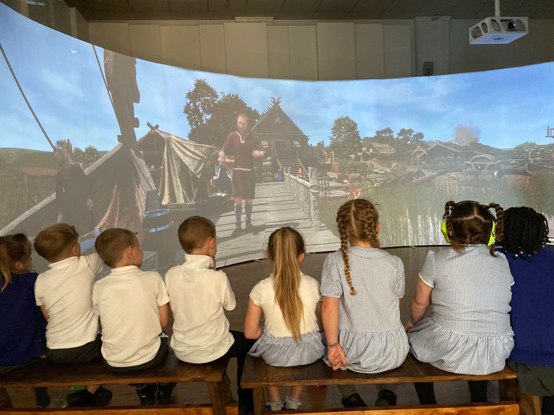 Havelok children at school watching immersive ride