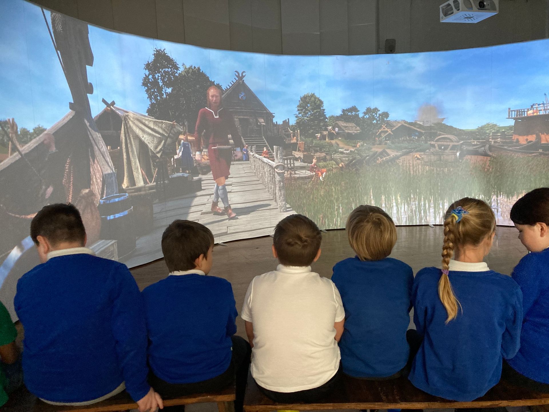 Havelok children watching Viking immersive ride of Haveloks Kingdom