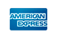 El logotipo de American Express es azul y blanco sobre un fondo blanco.