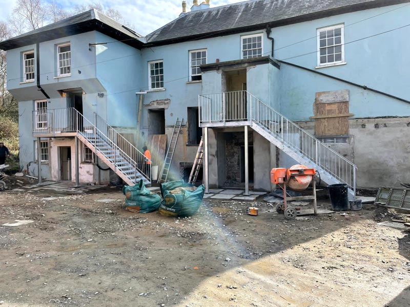 steel staircase up to second floor of house