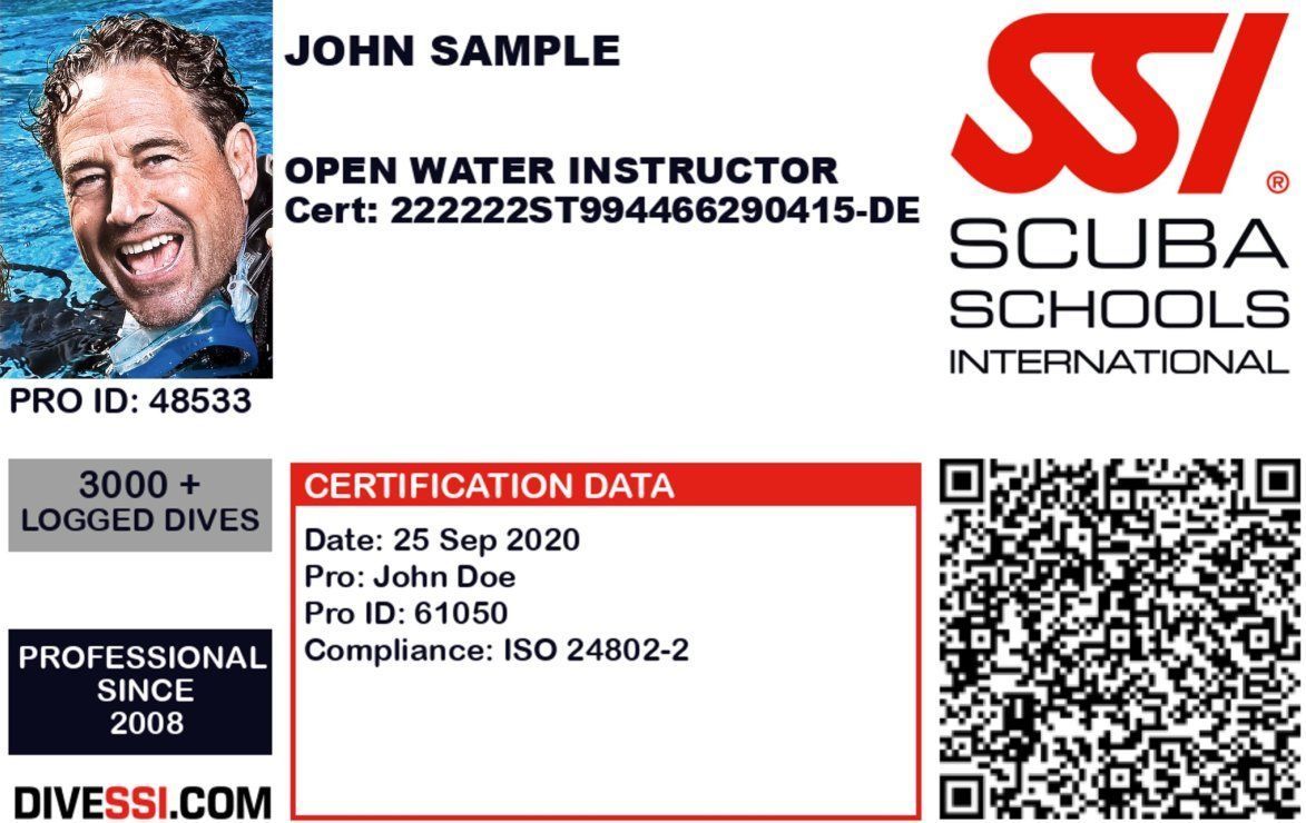 SSI Open Water Instructor certification card 2