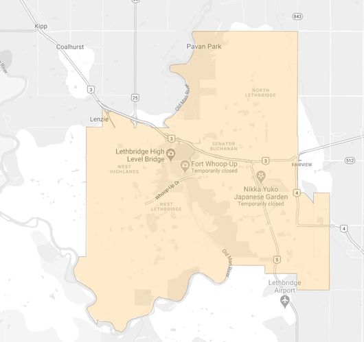 Map highlighting a tan-colored area, likely a county or city, with some roads and city labels visible.