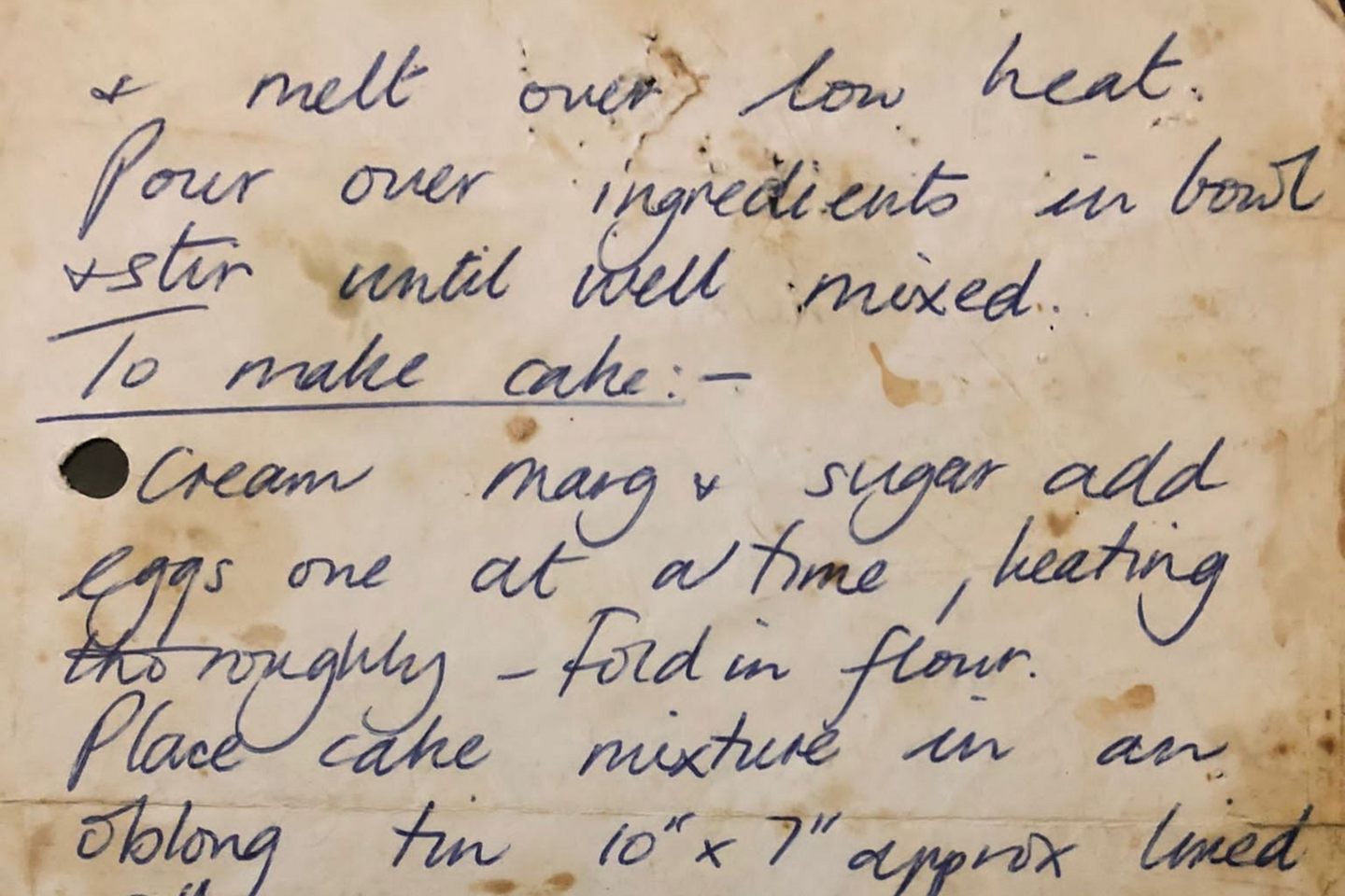 Gift from handwritten recipe