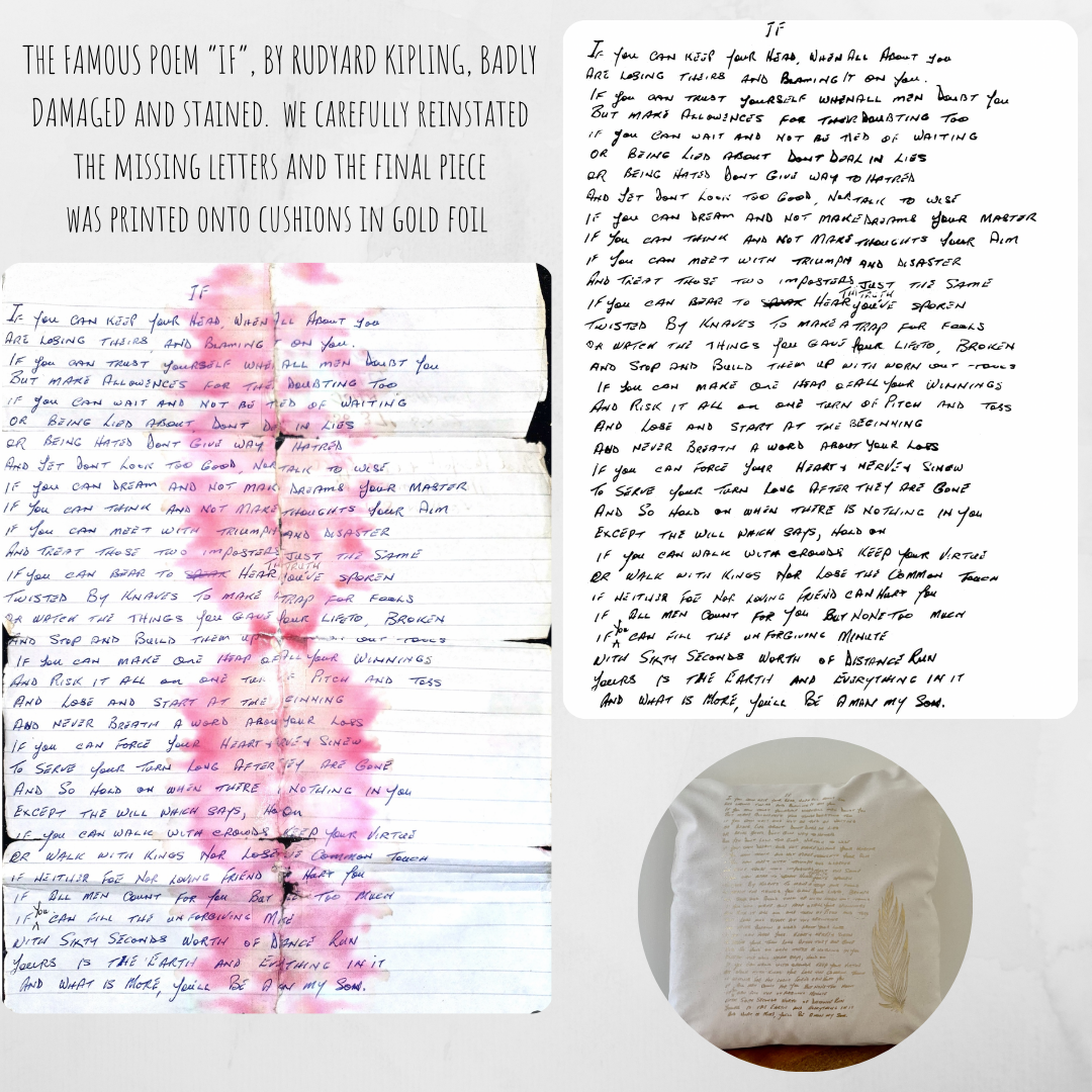 Digital handwriting restoration, handwritten recipe, damaged handwriting