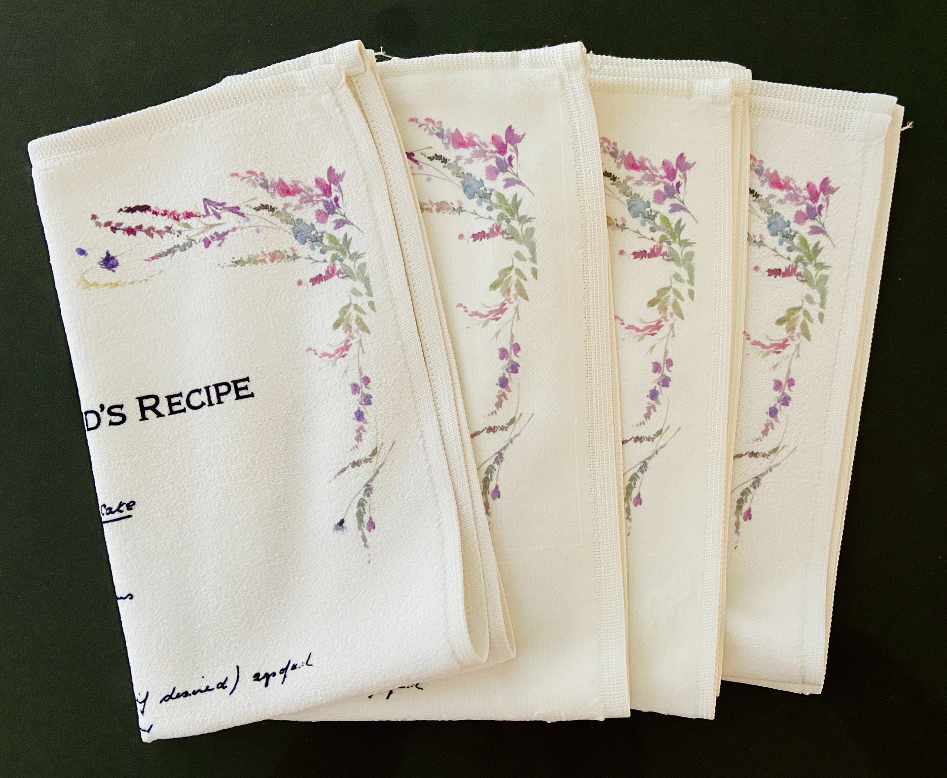 handwritten recipe tea towel