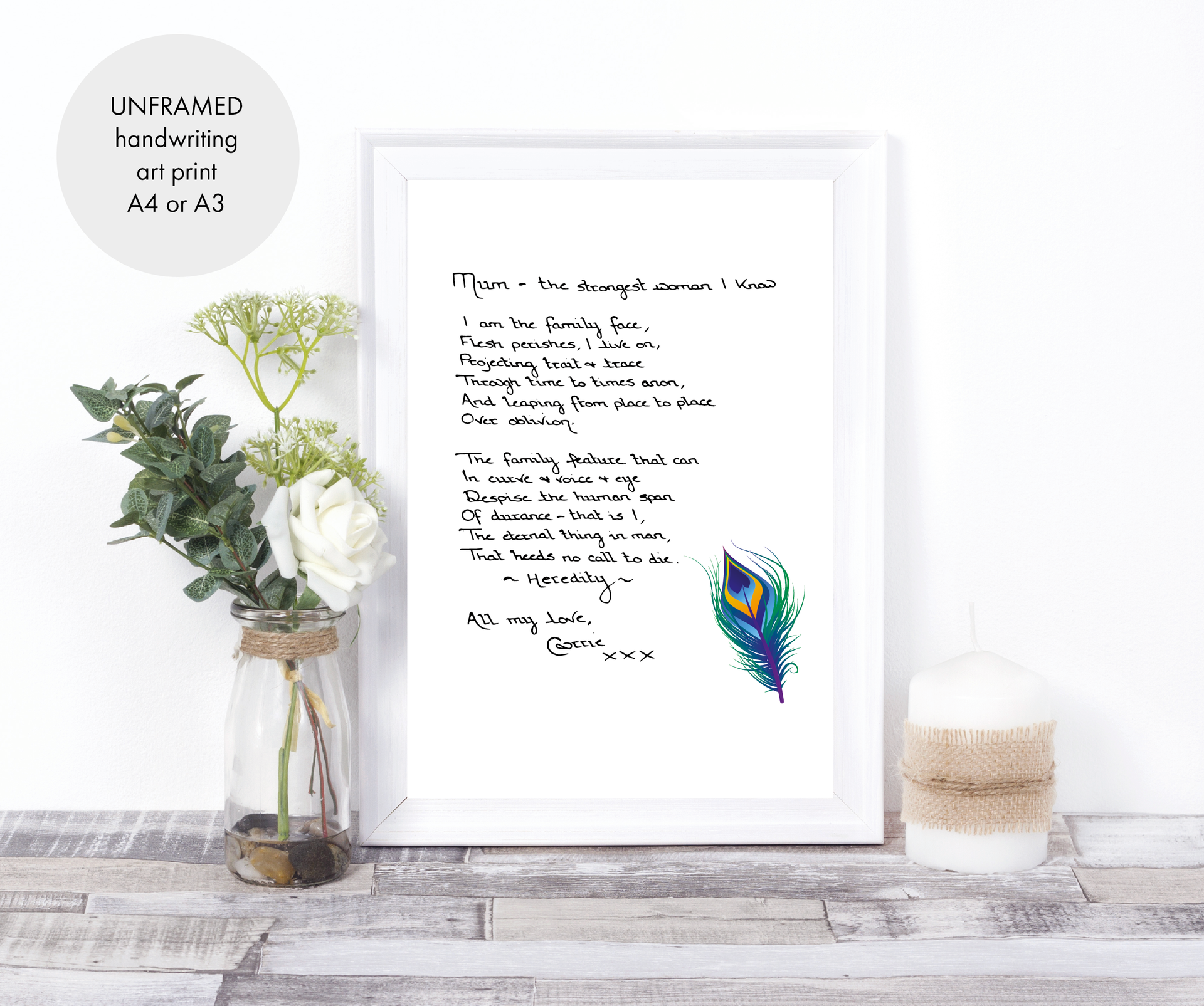 memorial gifts from handwriting