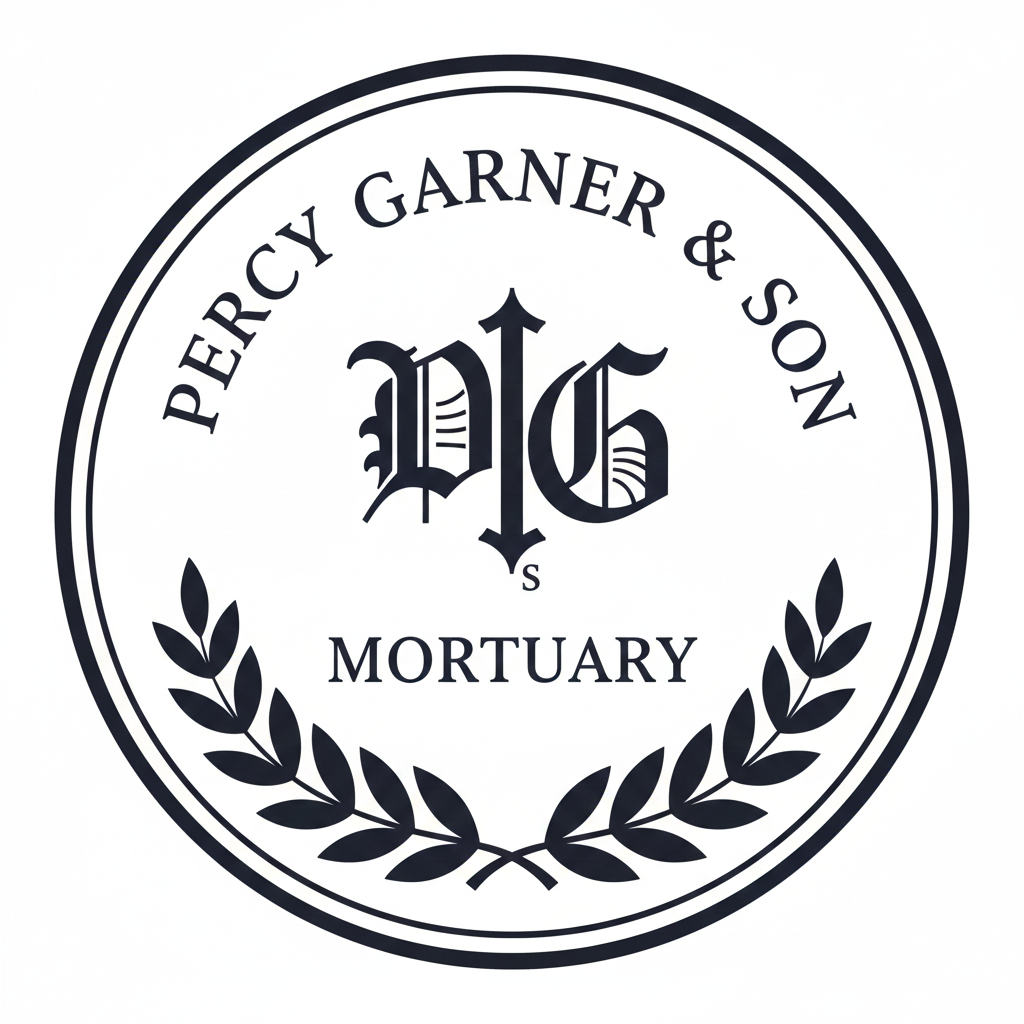 Circular mortuary logo: