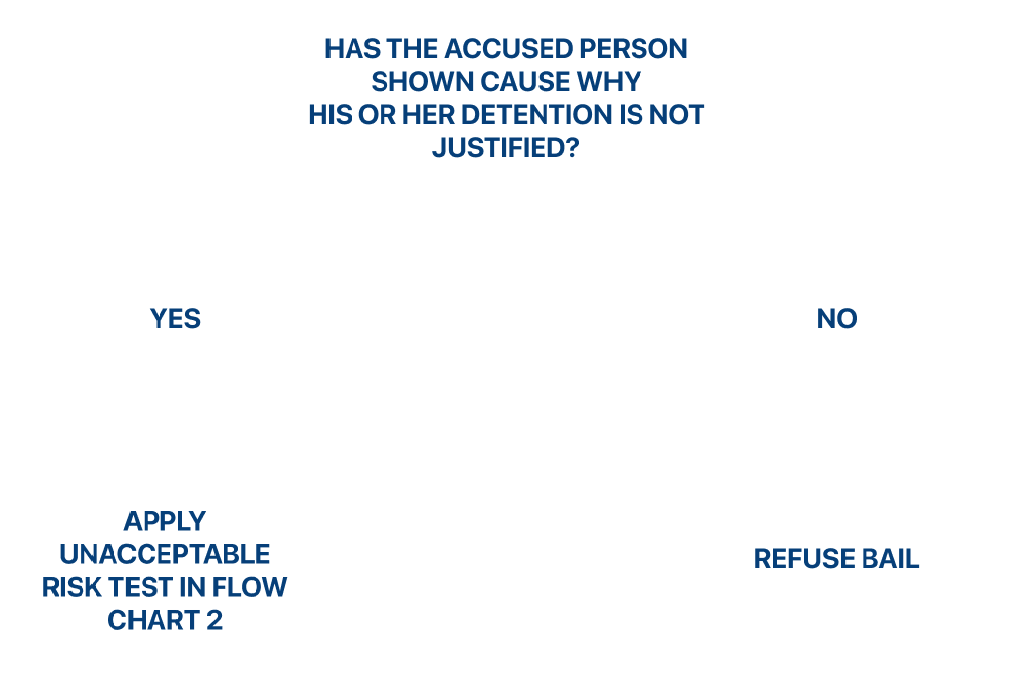 A flow diagram that says has the accused person shown cause why his or her detention is not justified