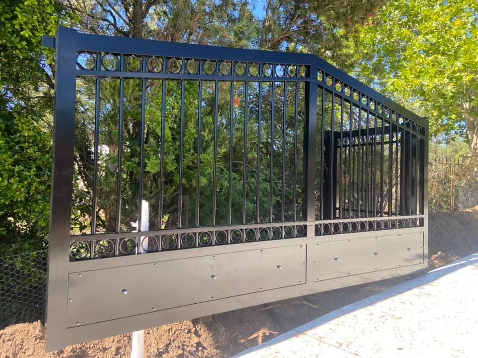 Open Black Aluminium Gate — Penrith, NSW — C&C Wrought Iron