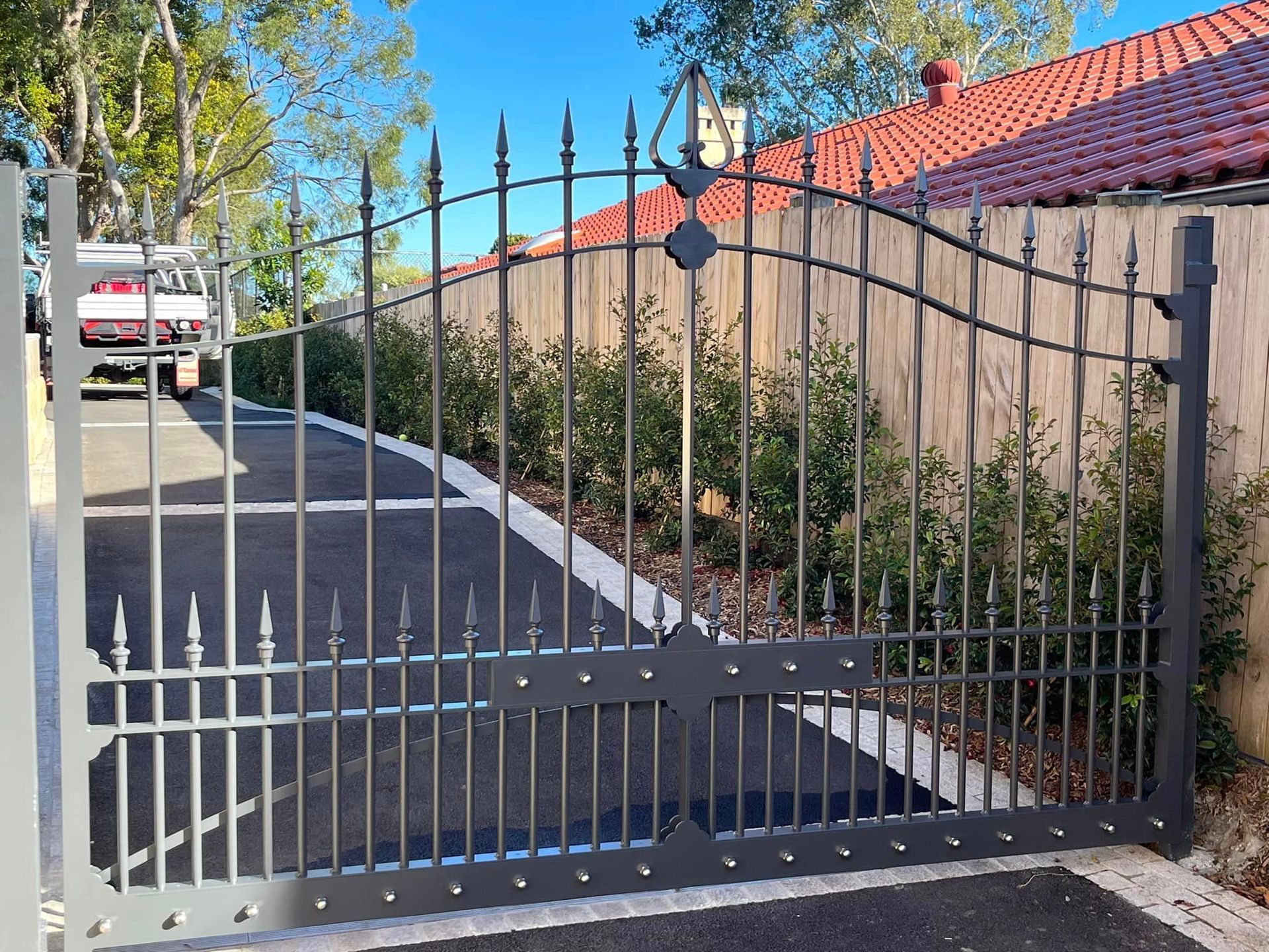 Metal Gate and a Car Inside — Penrith, NSW — C&C Wrought Iron