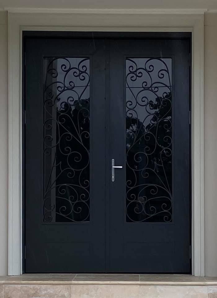 Black Double Door with a Metal Frame — Penrith, NSW — C&C Wrought Iron