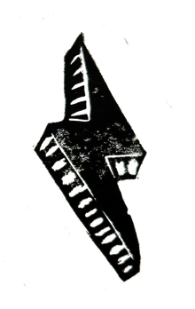 A black and white drawing of a toothbrush on a white background.