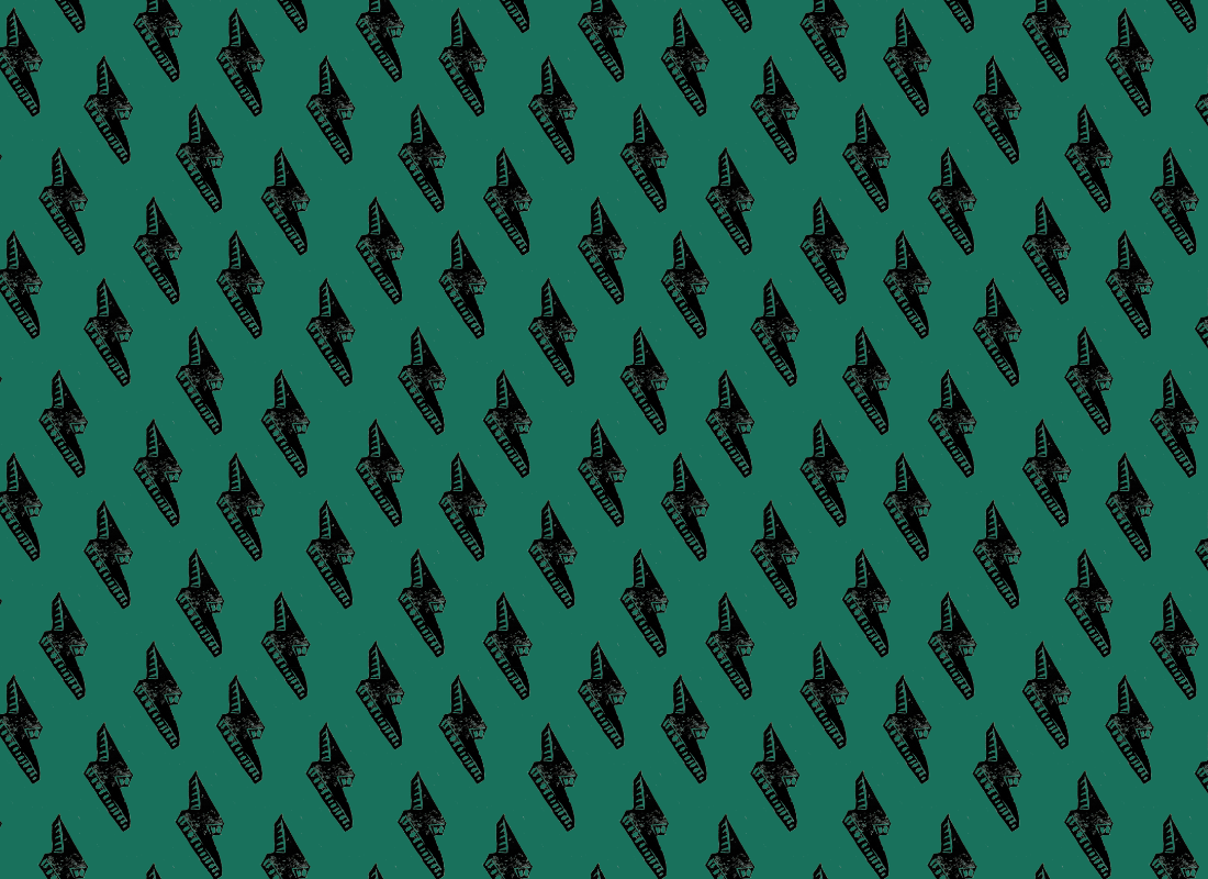 A seamless pattern of black lightning bolts on a green background.