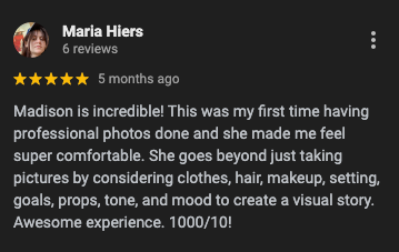 A review of madison from maria hiers shows that she is incredible