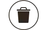 Trash can icon within a circle.