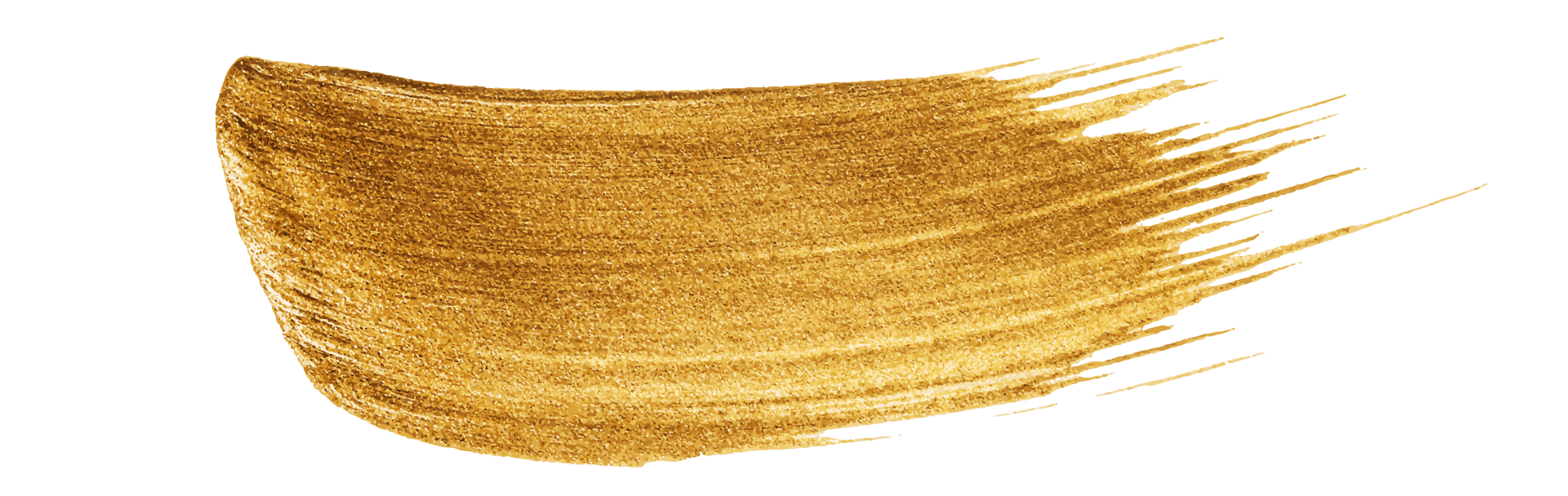 A close up of a gold brush stroke on a white background.