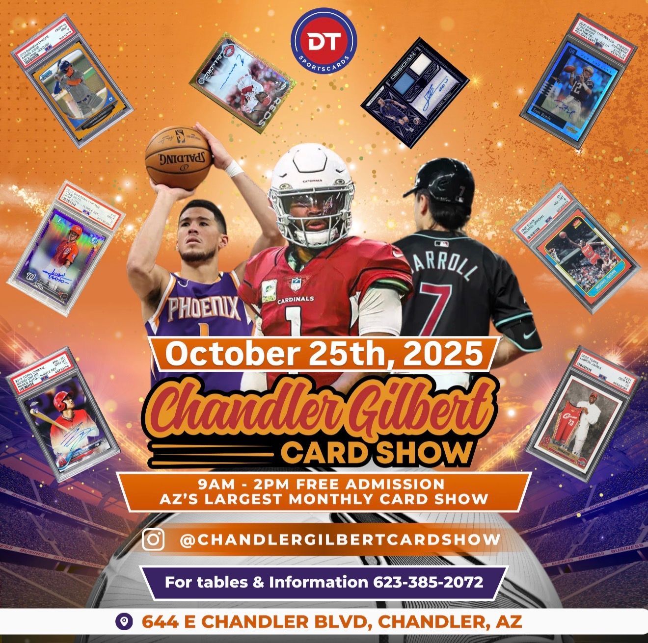 An advertisement for a chandler gilbert card show