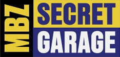 A blue and yellow sign that says secret garage