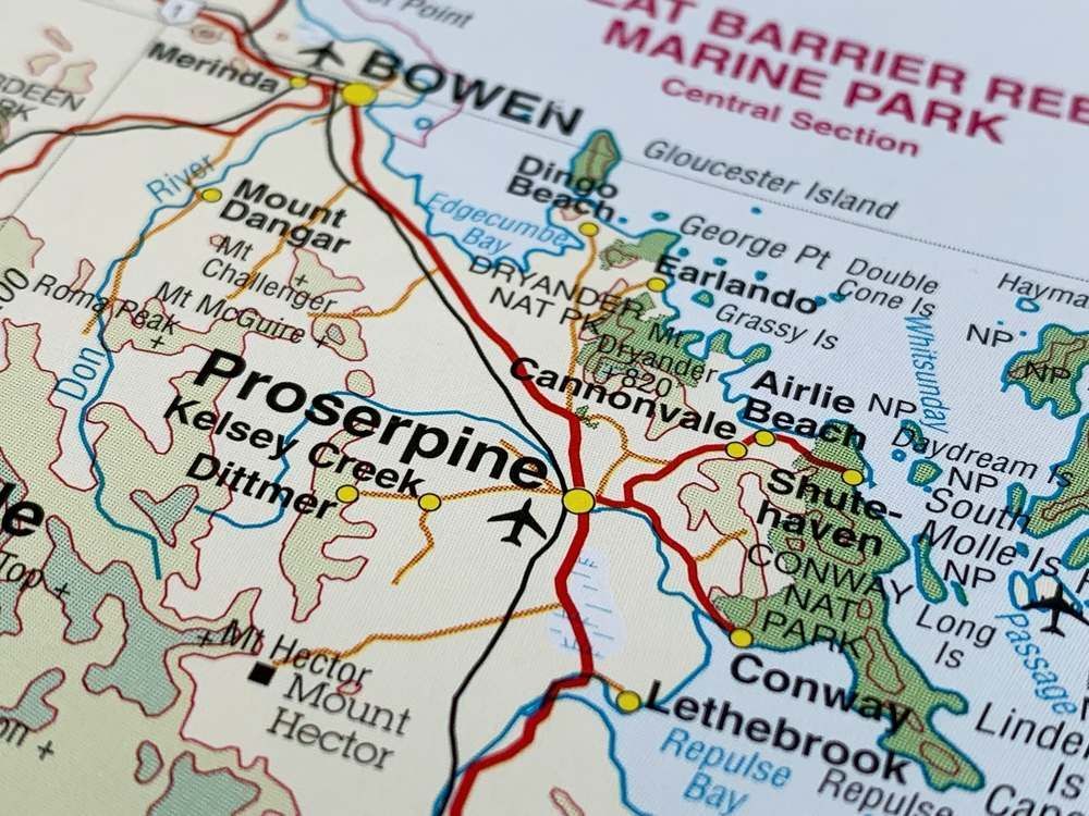 A Map Shows the Location of the Barrier Reef Marine Park — Whitsunday Vogue Interiors in Proserpine, QLD