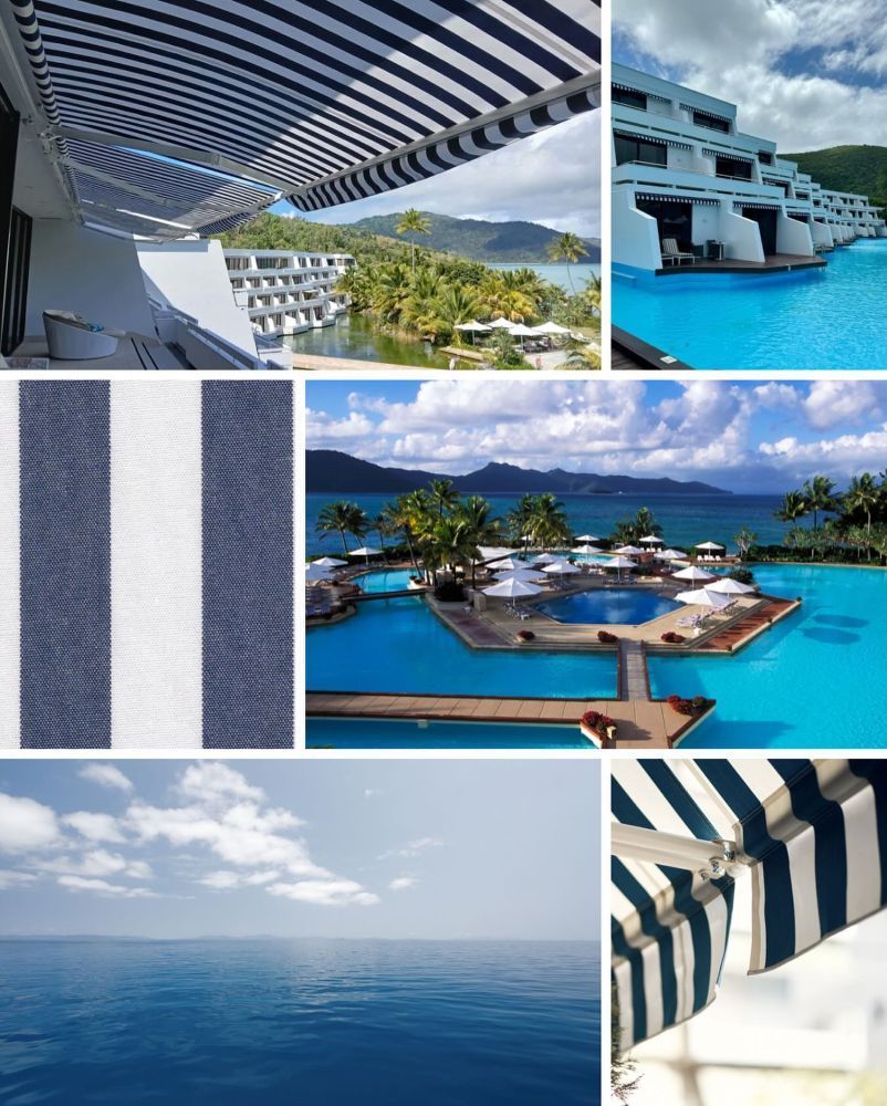A Collage of Pictures of a Swimming Pool and a Hotel — Whitsunday Vogue Interiors in Cannonvale, QLD
