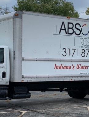 A white truck with indiana 's water written on it