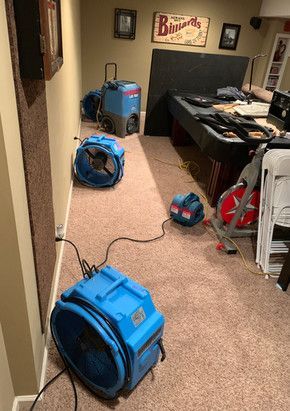 A room with a lot of fans on the floor.