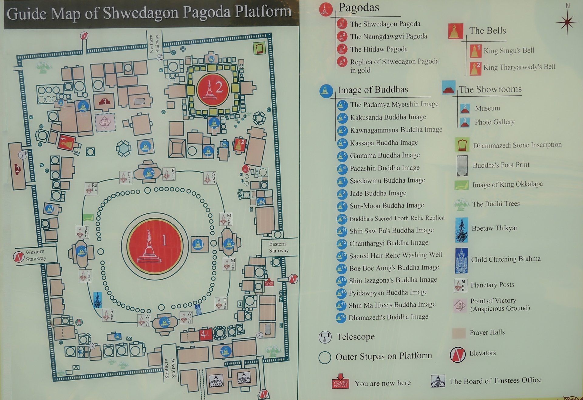 Guide Map Shwedagon Pagode Yangon