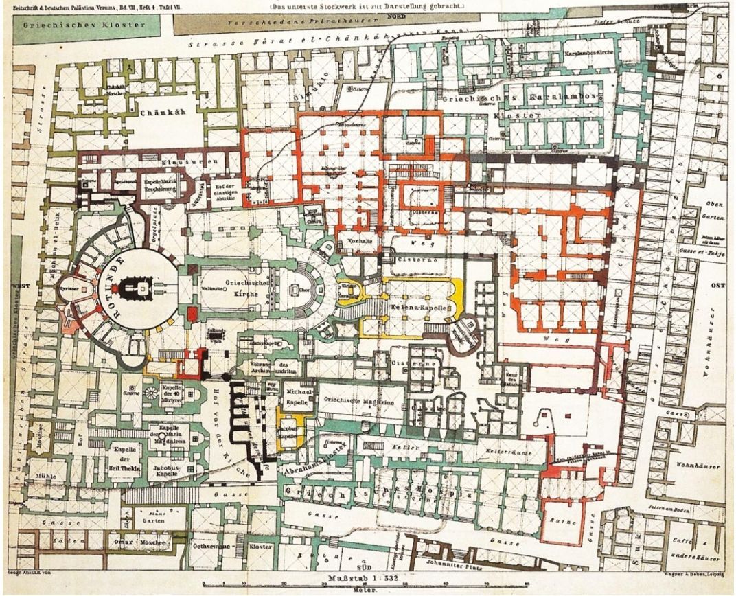 Plan der Grabeskirche 1898 durch Conrad Schick