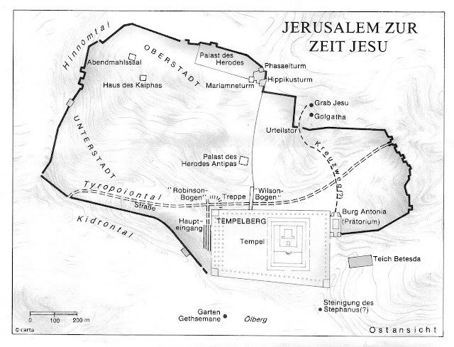 Karte von Jerusalem zur Zeit Jesu