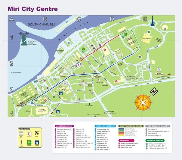 Miri Map Sarawak Malaysia Borneo