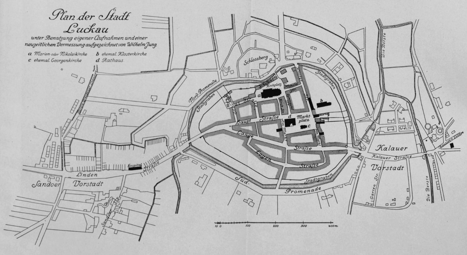 Stadtplan Luckau von 1905