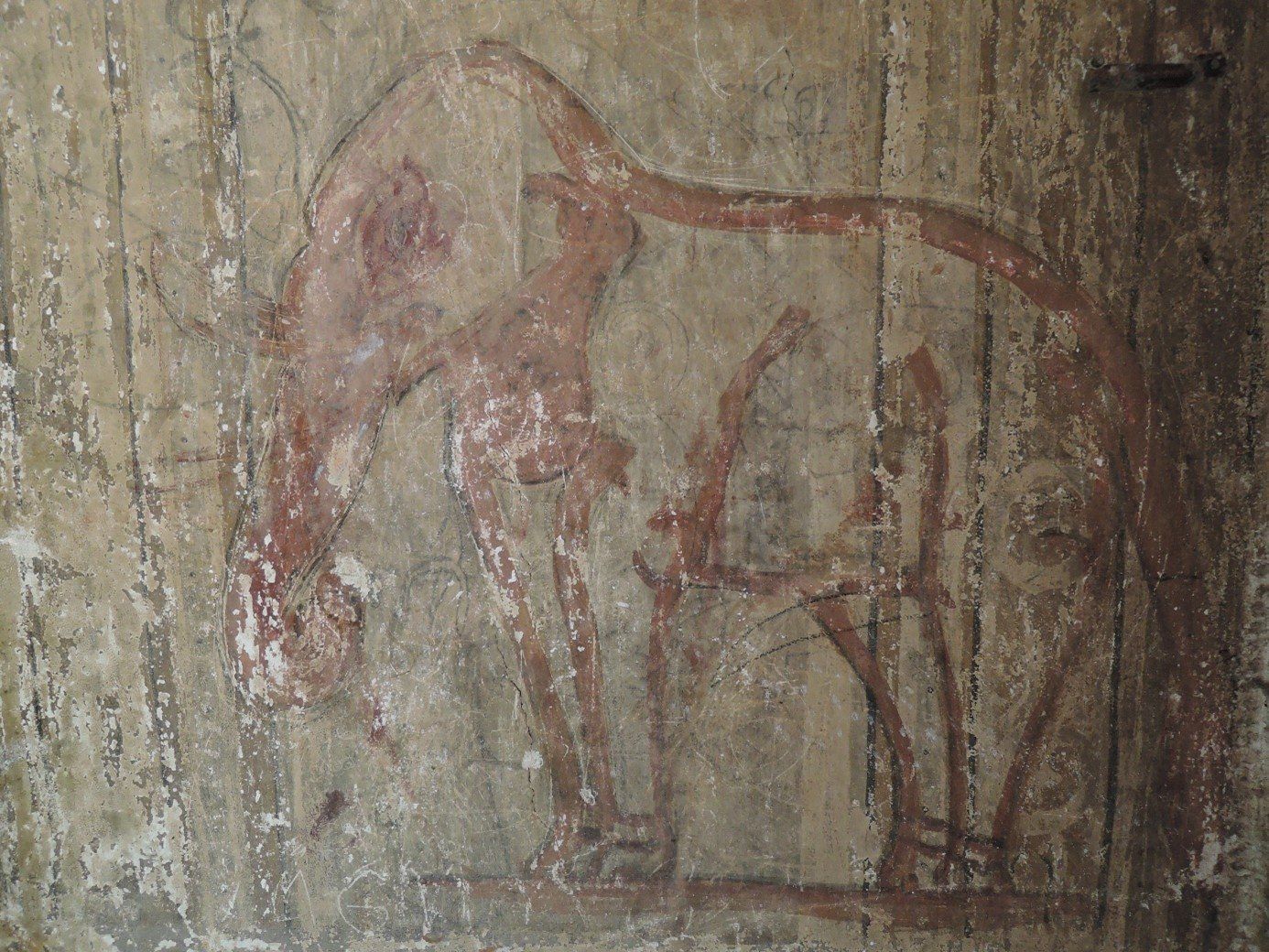 Wandmalerei im Htilominlo Tempel Bagan