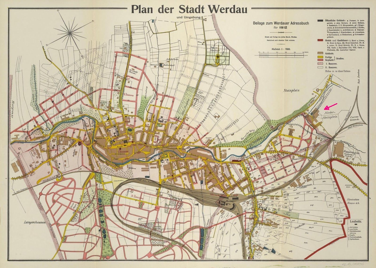 Werdau Stadtplan 1912